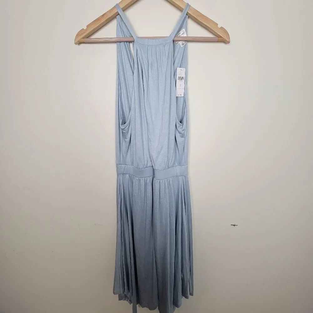 Moulinette Soeurs Anthropologie Rochelle Halter Dress Ice Sky Blue Small